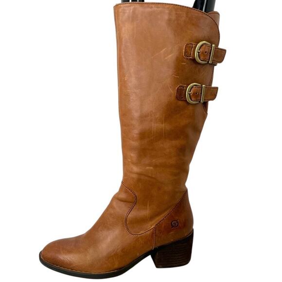 BORN the Bley Tall Riding Boots in Tan Brown Leather Women's Size 8M - Picture 3 of 16